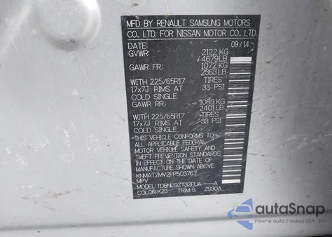 2015 Nissan Rogue Sv из США, поврежденный, VIN KNMAT2MV2FP503767